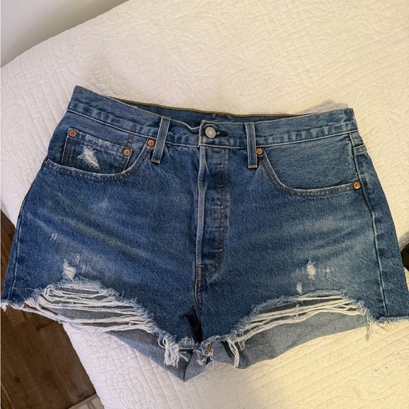 Levi's Blue Jean Shorts Distressed Cut-Off - Picture 1 of 7